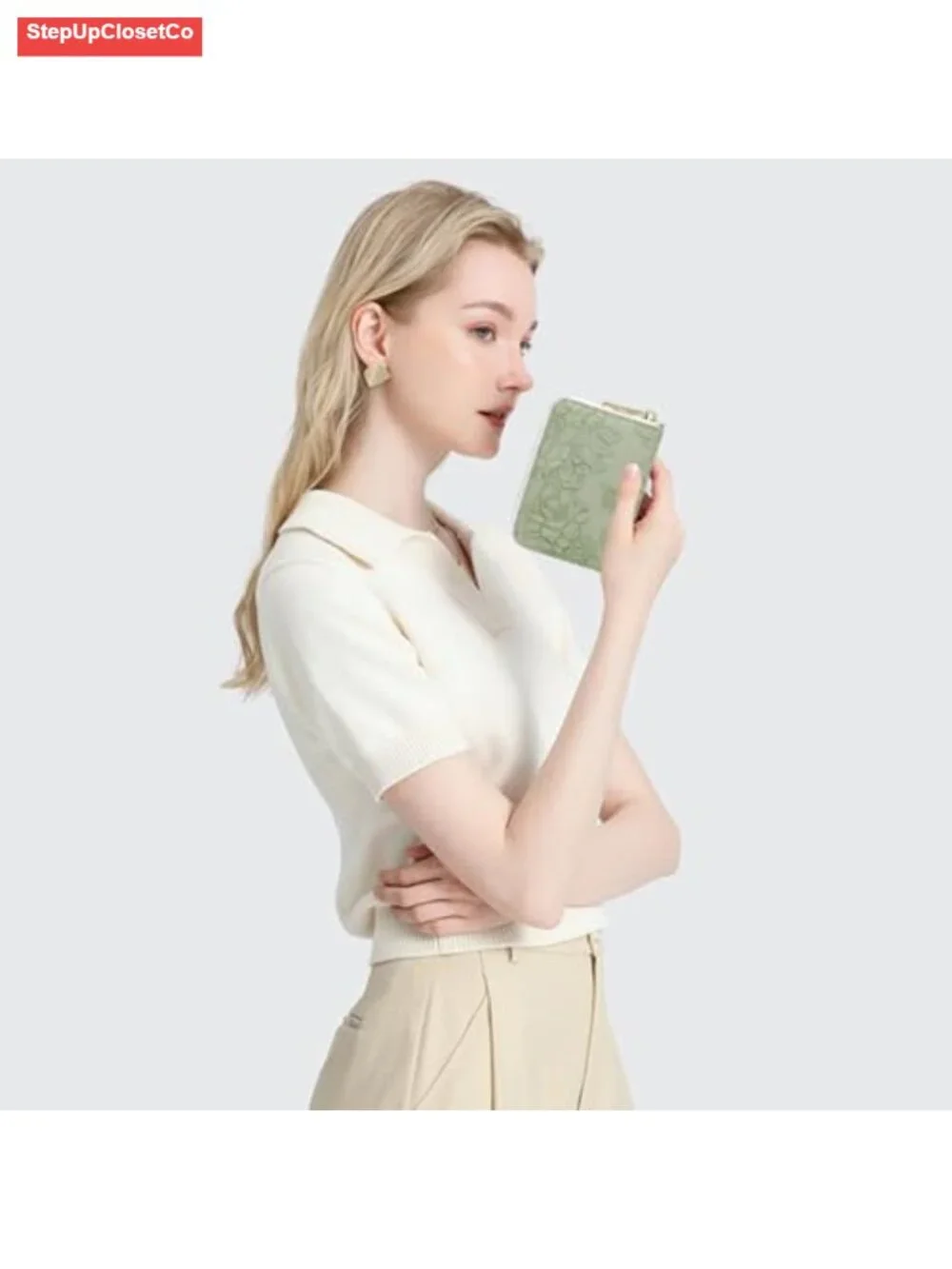 PU Leather RFID Blocking Credit Card Holder Wristlet with Zipper and ID Window